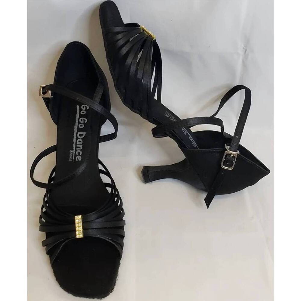 NEW GO GO DANCE women's pocahontas 2.75" latin sandal in black satin